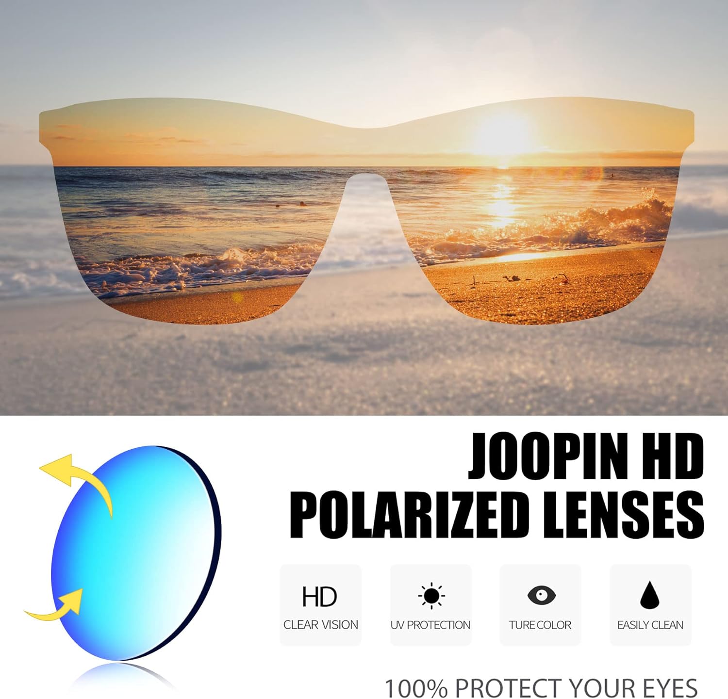 Joopin Polarized Sunglasses Men Women, Classic Square Sun Glasses 100% UV Protection Driving Fishing