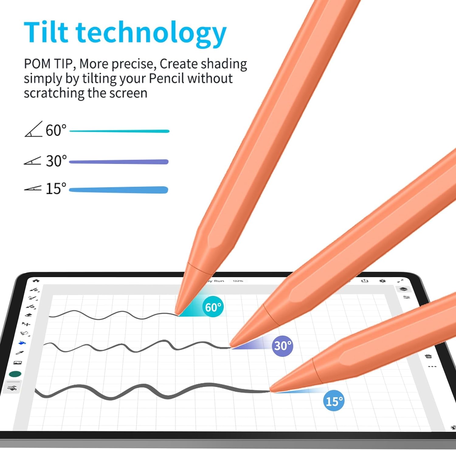 KINGONE Upgraded Stylus Pen, iPad Pencil, Ultra High Precision & Sensitivity, Palm Rejection, Power Display, Tilt Sensitivity, Magnetic Adsorption for iPad 2018 and Later