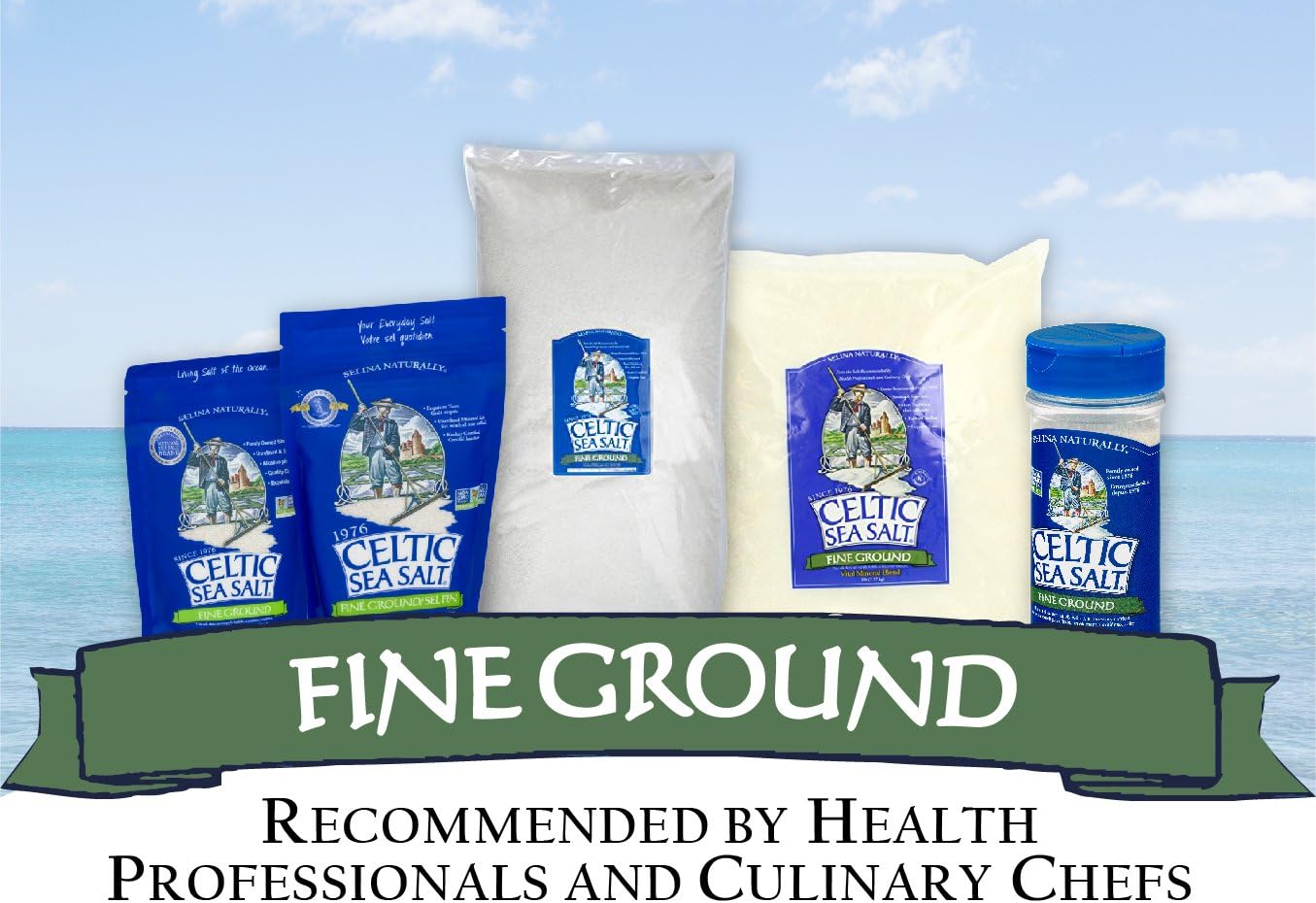 Celtic Sea Salt Resealable Bags, Fine Ground, 1 Pound, 2 Count