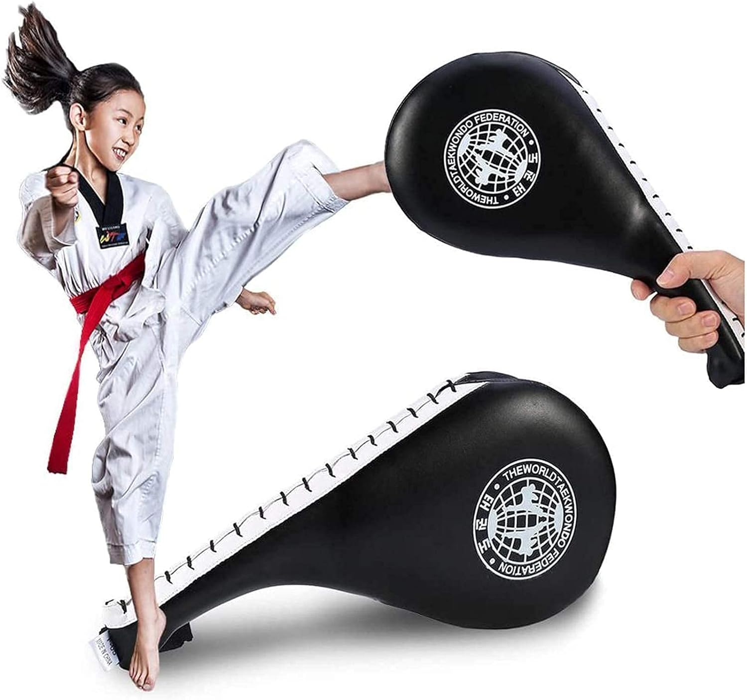 KASTWAVE Taekwondo Kick Pads, Taekwondo Double Kick Pad Target Durable Strike Boxing Kicking Targets Training Paddles, Double Strike Pads for Kickboxing and Karate Training