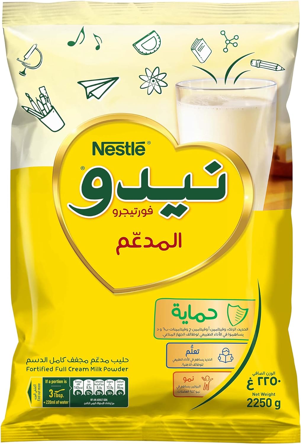 NIDO FULL CREAM MILK POWDER POUCH, 2250 G