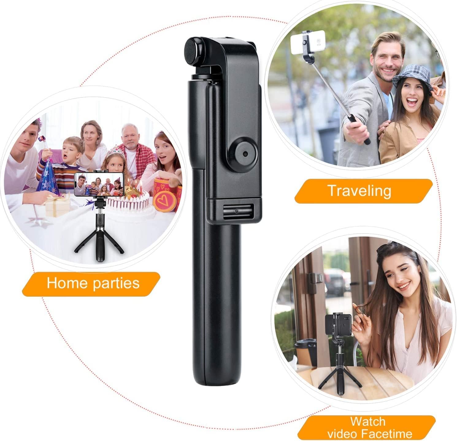 USTINE Portable Selfie Stick Tripod, 3 in 1 Extendable Selfie Stick Phone Holder for iPhone 14/13/13 Pro/13 Pro Max/12/12 Pro/X/XR/XS/8/7/6S,Android Samsung Smartphone