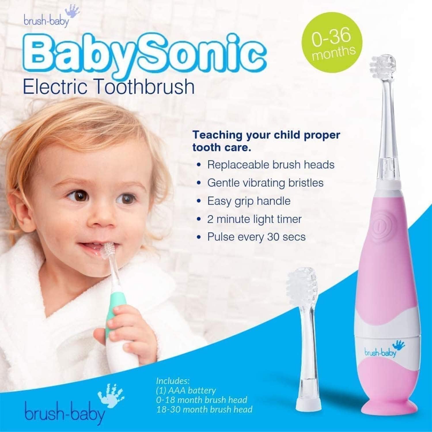 Brush-baby BabySonic Electric Toothbrush 0-3 yrs (Colour Teal)