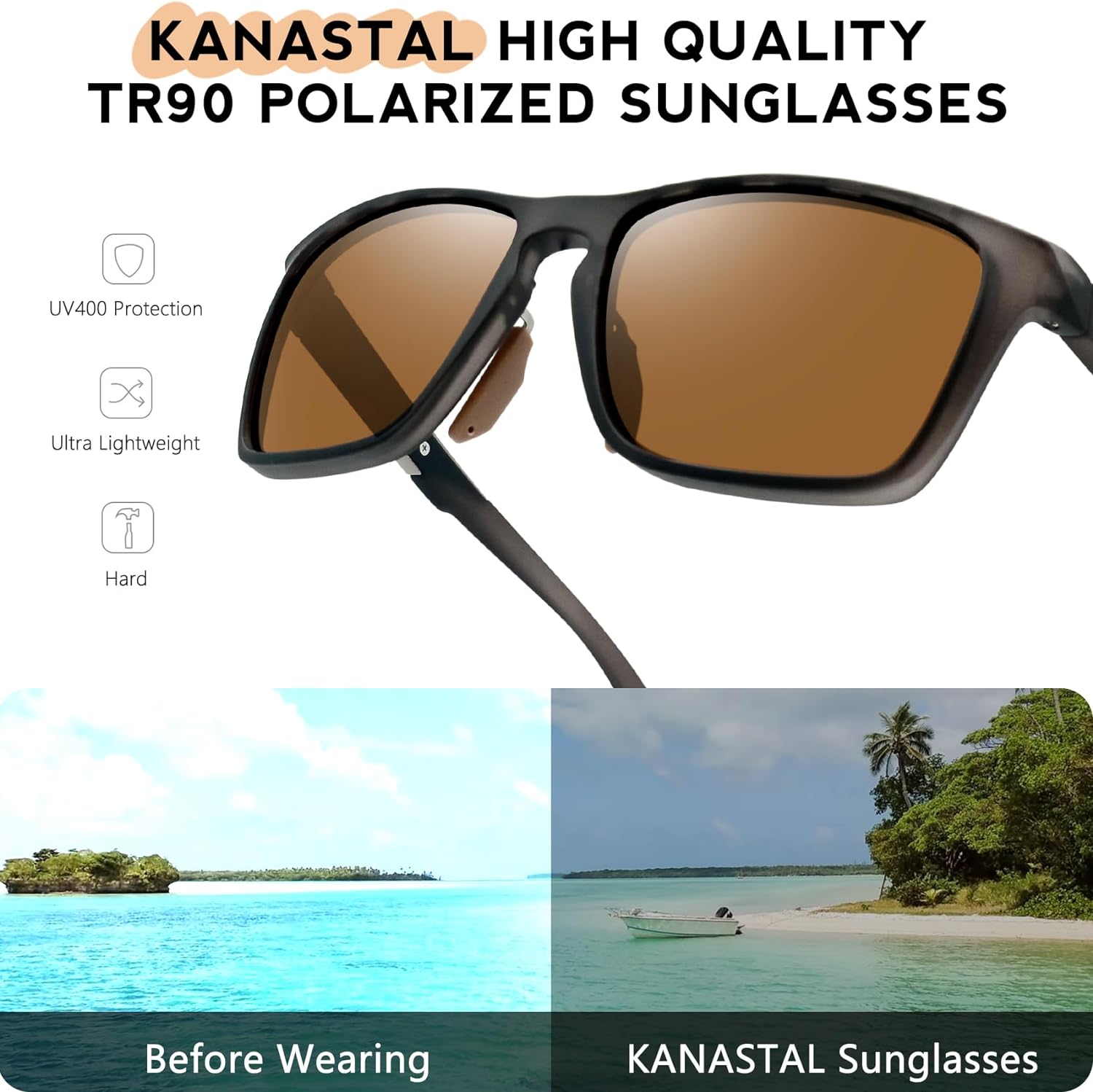 KANASTAL Rectangular Polarized Sunglasses for Men Womens, Aluminum Frame Sun Glasses UV400 Protection for Driving Fishing Golf Outdoor Travel
