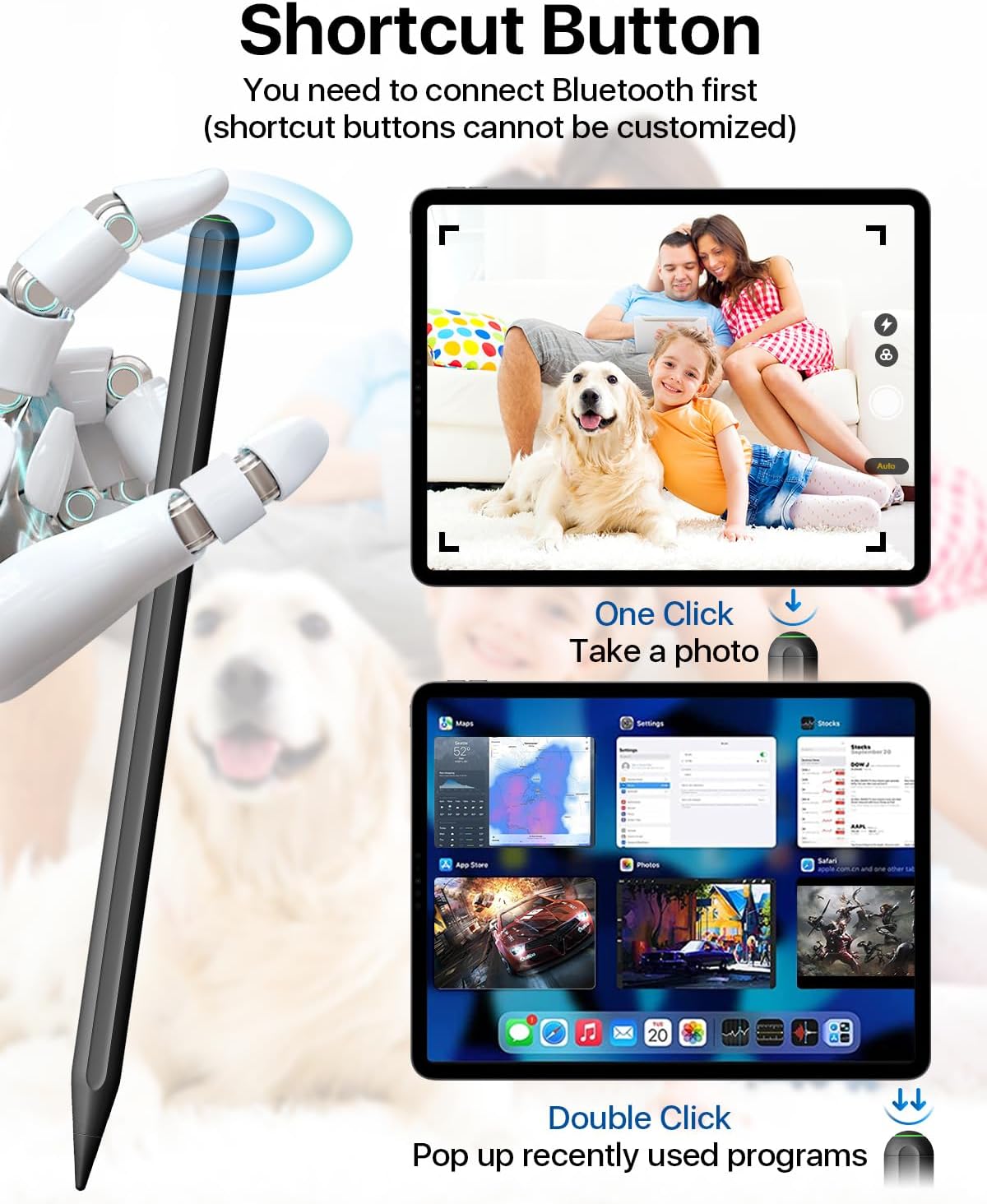 iPad Pencil 2nd Generation with Magnetic Wireless Charging and Tilt Sensitive Palm Rejection, Stylus Pen Compatible with iPad Pro 11 inch 1/2/3, iPad Pro 12.9 Inch 3/4/5, iPad Air 4/5, iPad Mini 6