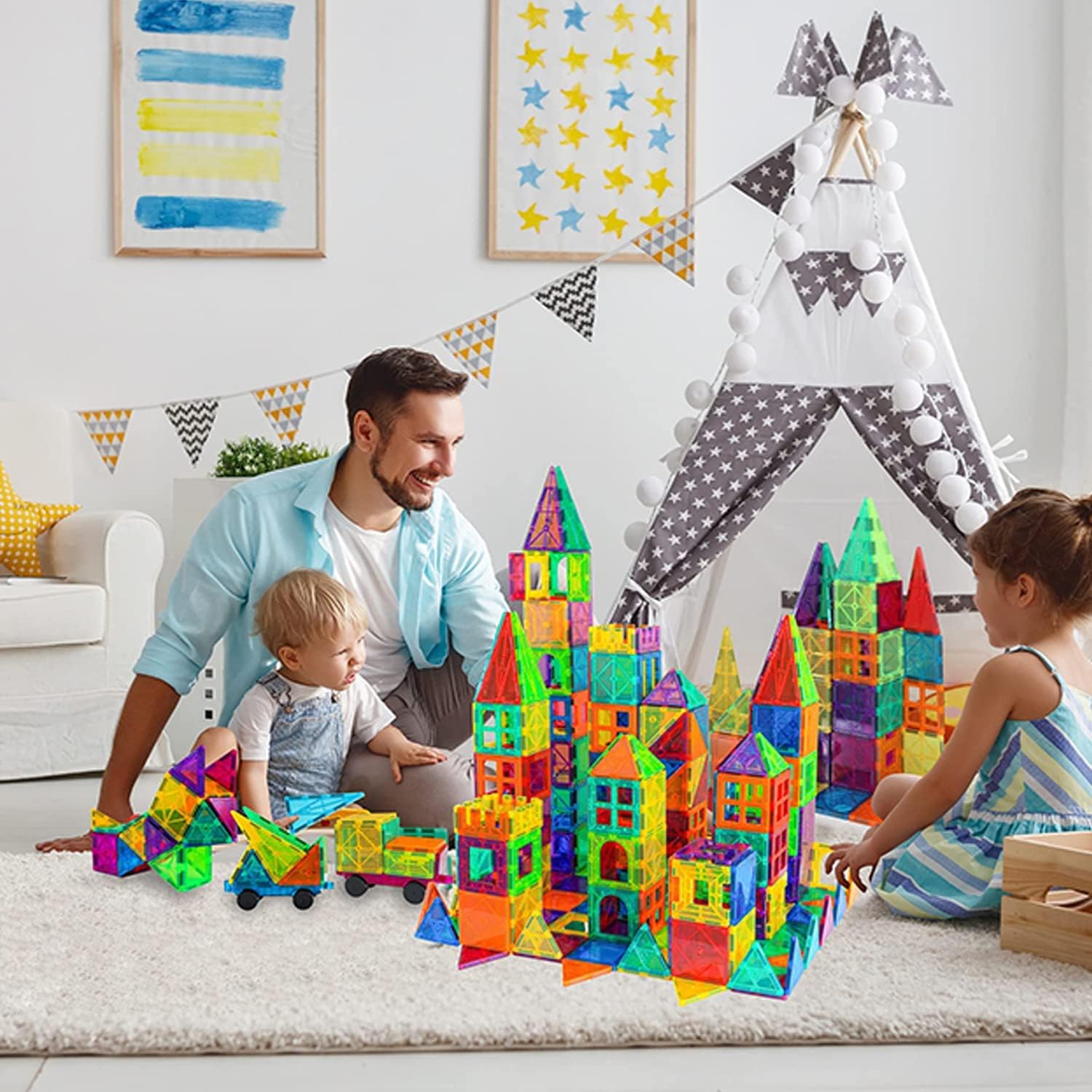 Zerifam Magnetic Building Blocks - 60 Piece Set Magnetic Tiles, 3d Toddler Building Blocks, Develop Children's Creativity, Inspiration and Entertainment Beyond Imagination (60 pcs)