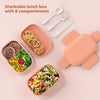Bento Box, 3 Stackable Bento Lunch Containers for Adults/Kids, Modern Minimalist Design Bento Box with Utensil Set, Leakproof Lunchbox Bento Box for Dining Out, Work, Picnic, School