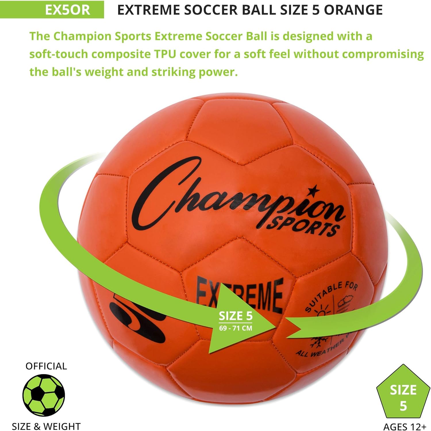 Champion Sports Extreme Series Composite Soccer Ball: Sizes 3, 4, 5 in Multiple Colors