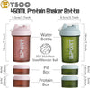 EYSOO Protein Shaker Bottle 2 Pack 500ml / 17oz Shaker Bottle for Protein Mixes Leak-proof BPA Free 3-Layer Protein Shaker with Supplement Pill Storage Container Gym Shaker Cup (Blue & Green)