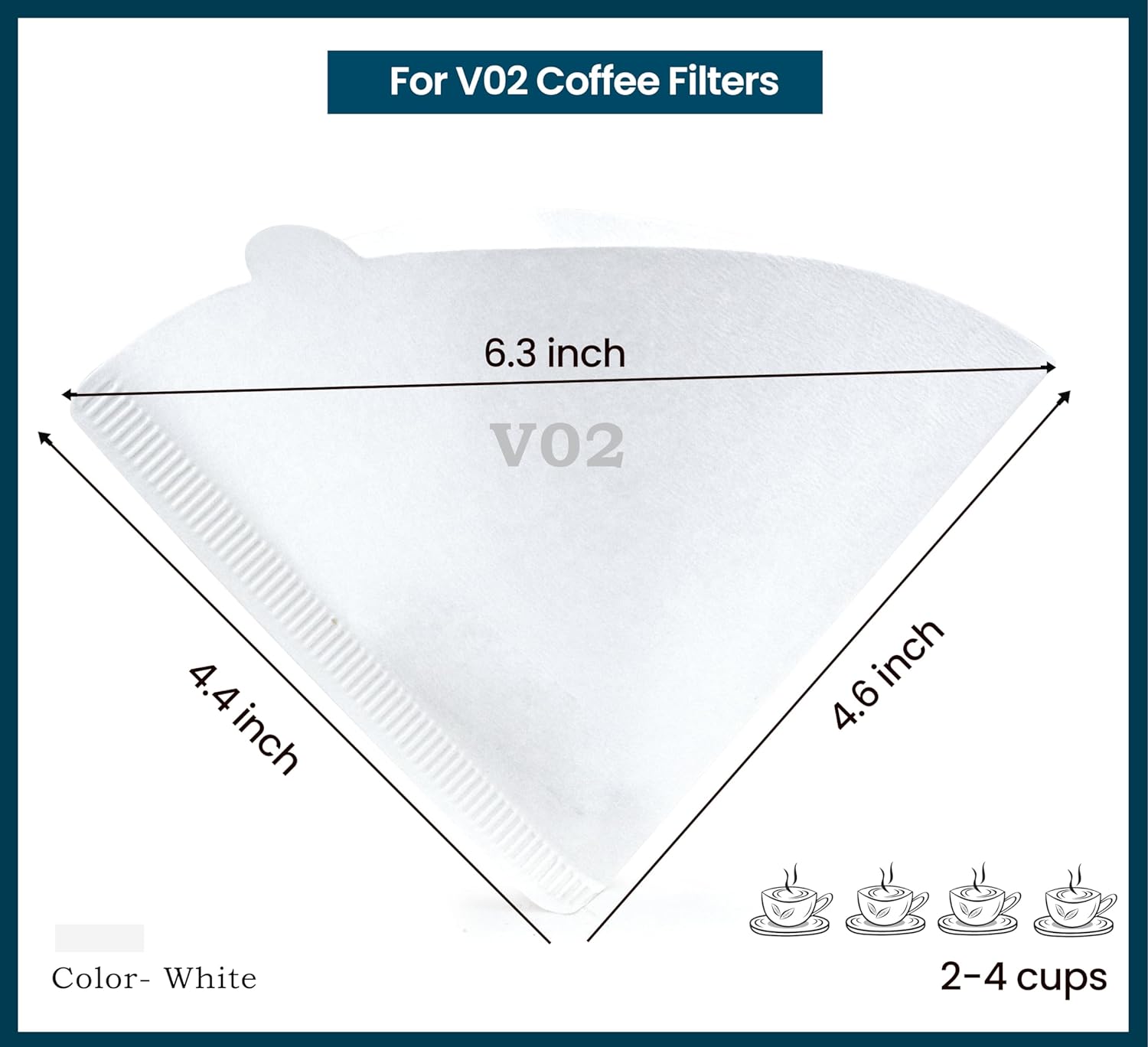 MIBRU Coffee Filters V60 Cone Paper White 100pcs Coffee Filters Unbleached Paper Filters Compatible with Pour Over Drippers 2-4 Cups Size 02 Coffee Filters v60 (1-4 Cups 02, 100)