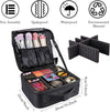 JOURMON Makeup Case Travel Makeup Train Case Organizer Cosmetic Bag Portable with Adjustable Dividers and Shoulder Strap for Makeup Brushes Toiletry Travel Accessories(Pure Black, L)