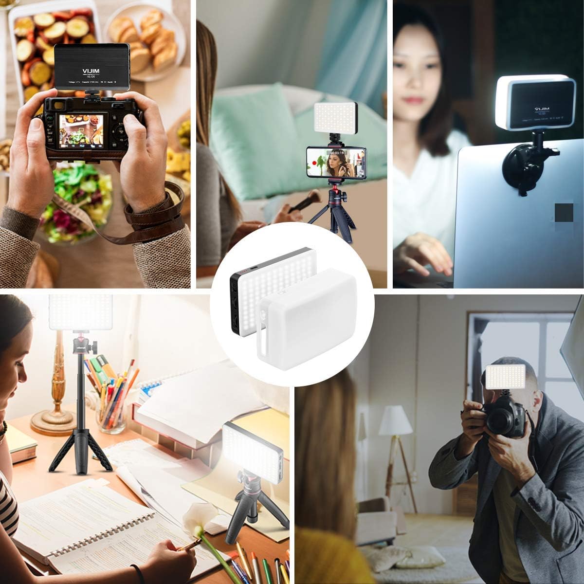 ULANZI VL100X Selfie Light, LED Video Camera Light, Portable Clip on Light Panel for Camera/Phone/Laptop/Tablet/Computer, 2000mAh, 2500-6500k Rechargeable Fill Light for Picture/TikTok/Makeup/Vlog