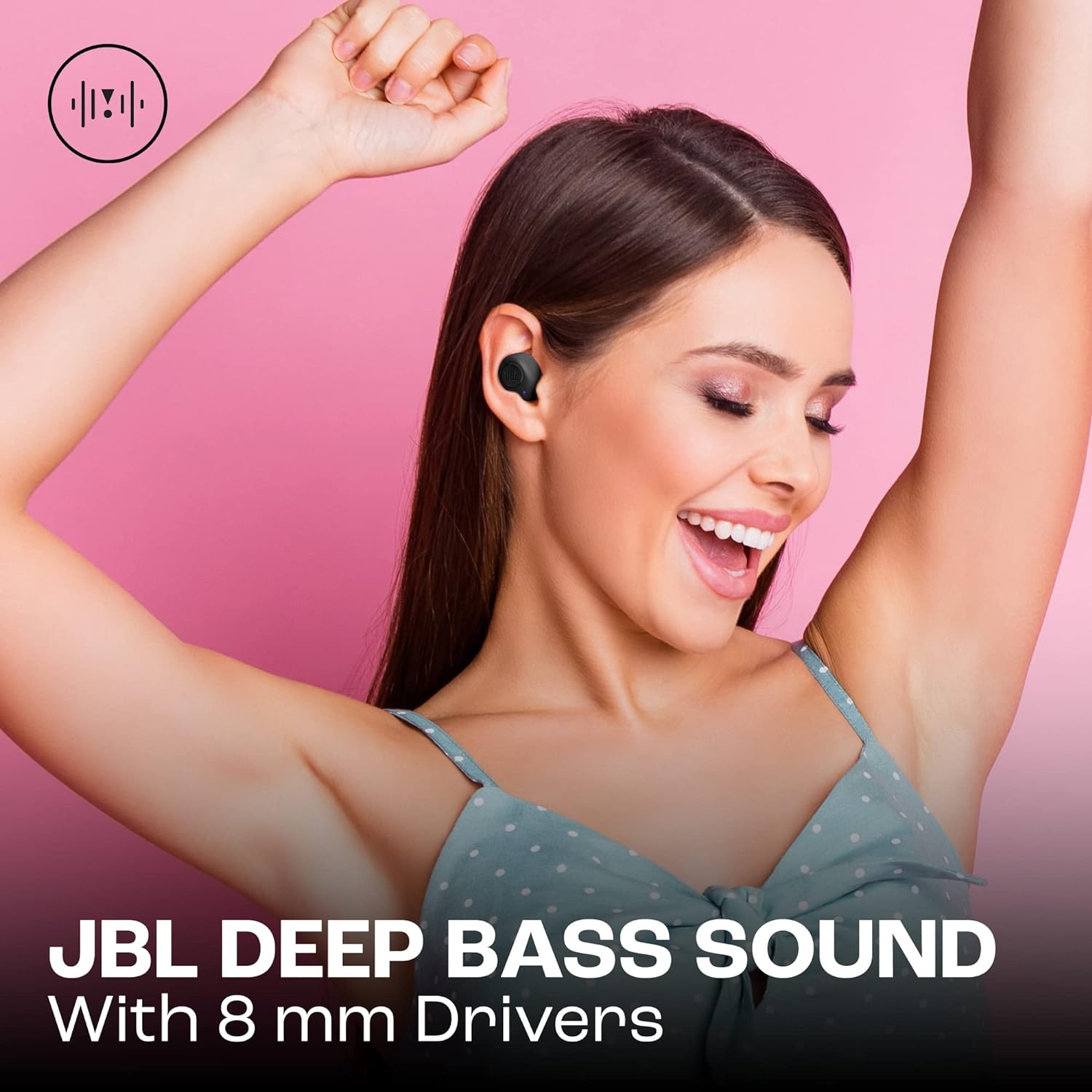 JBL Wave Buds True Wireless Earbuds, Deep Bass, Comfortable Fit, 32H Battery, Smart Ambient Technology, Water and Dust Resistant - Black, JBLWBUDSBLK