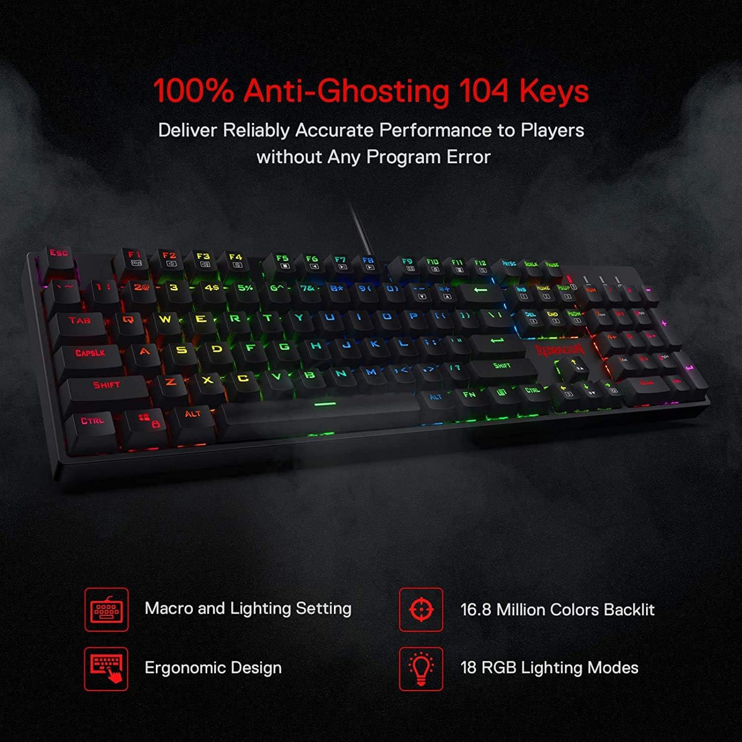 Redragon K617 Fizz 60% Wired RGB Gaming Keyboard, 61 Keys Compact Mechanical Keyboard w/White and Grey Color Keycaps, Linear Red Switch, Pro Driver/Software Supported