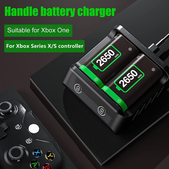 Rechargeable Battery Pack for Xbox One/S/X/Xbox One Elite/Xbox Series S/Xbox Series X, 2x2650 mAh Controller Battery Pack for Xbox One with Charging Station, Protective Shell, Led Indicator (Black)