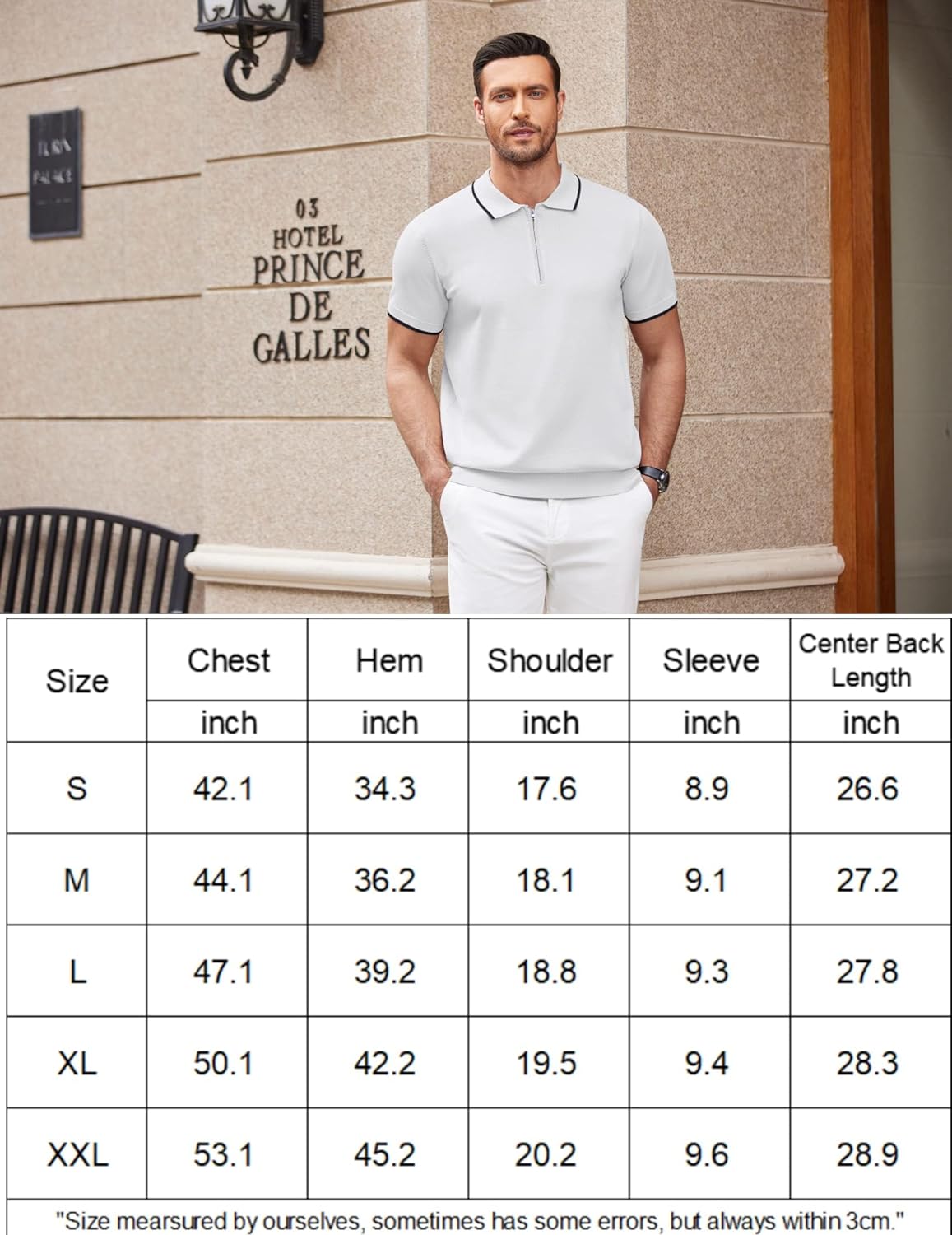 COOFANDY Men's Zipper Polo Shirt Casual Knit Short Sleeve Polo T Shirt Classic Fit Shirts