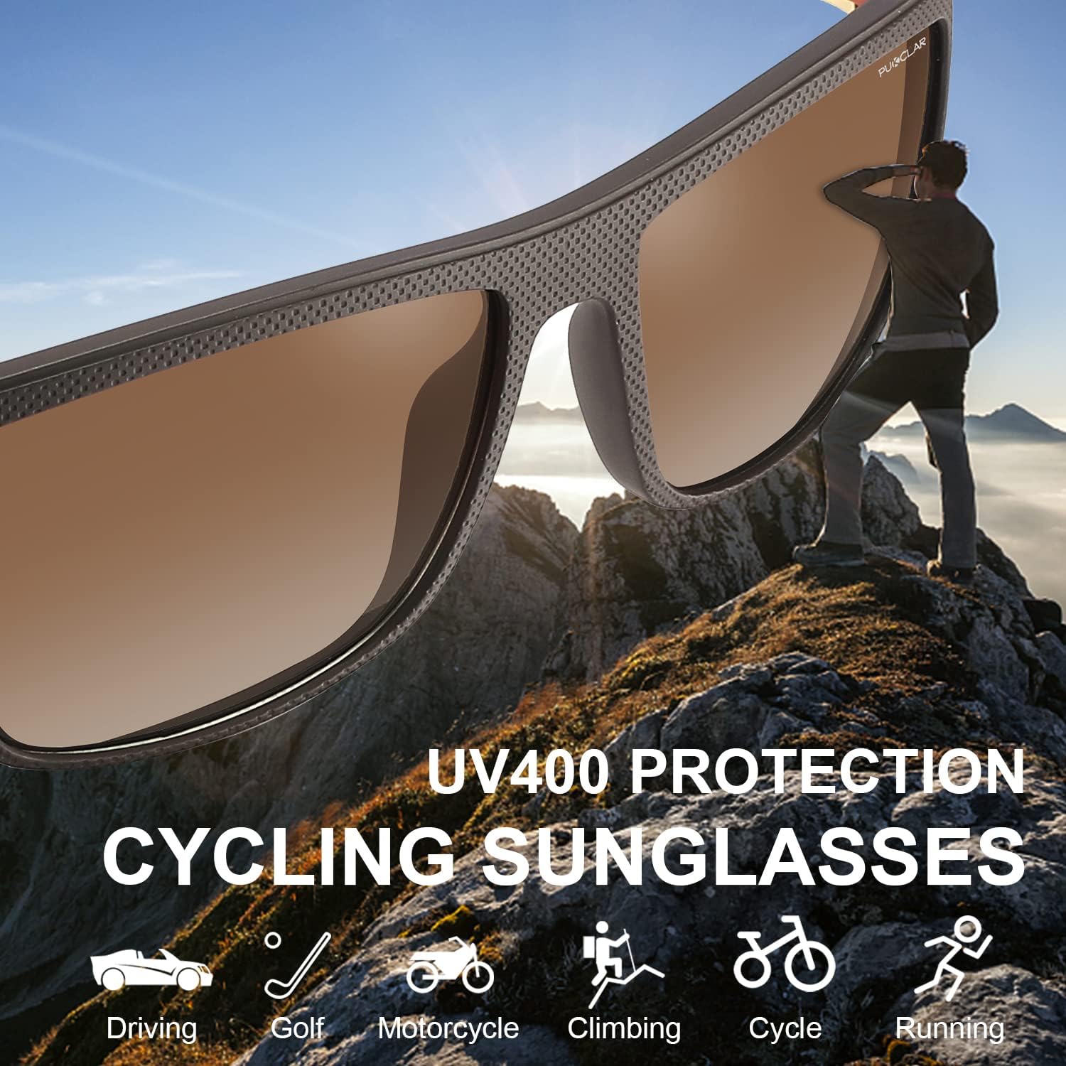 PUKCLAR Sunglasses for Men Polarized Lightweight TR90 Frame UV400 Spring Hinges Sunglasses, Please identify PUKCLAR