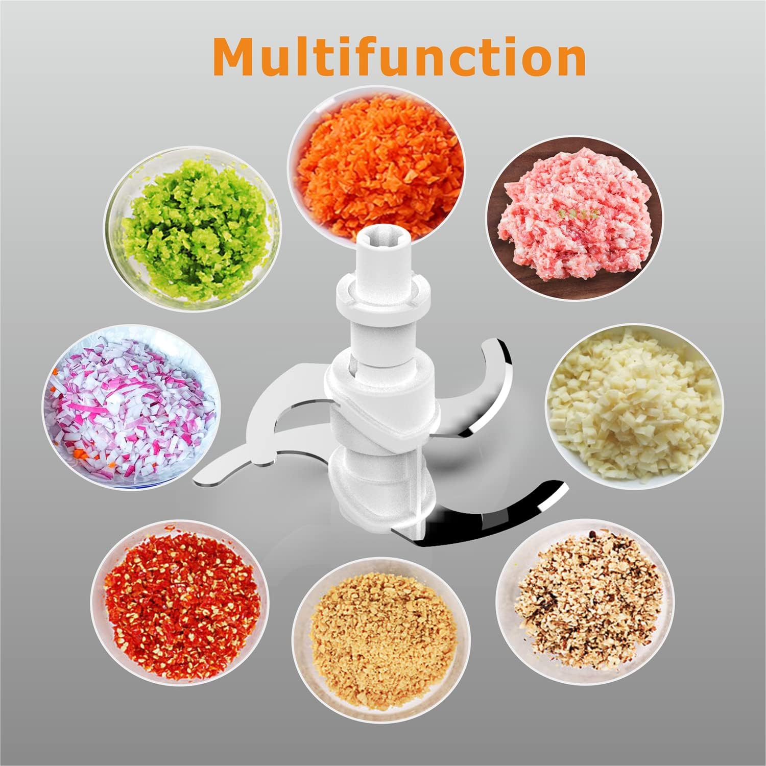 ELESTYLE Mini Chopper, Vegetable Chopper Electric, Meat Grinder, Multi-Function 2 Speed Food Chopper with Non-Slip Base, 0.5L Container, Food Processor Suitable for Meat, Vegetable, Fruit, 260W