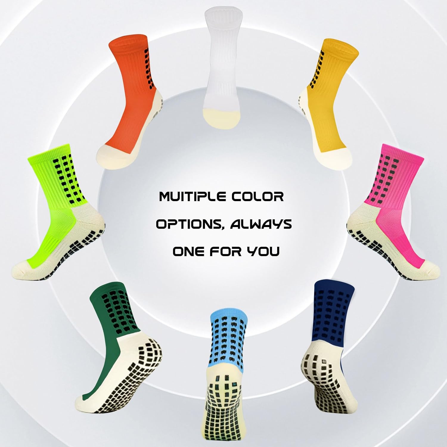 Men's Soccer Socks Anti Slip Non Slip Grip Pads for Football Basketball Sports Grip Socks, 4 Pair