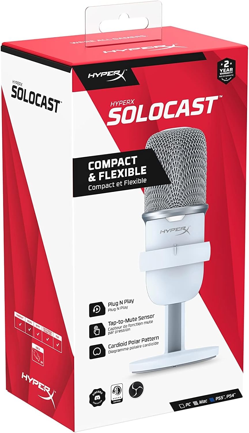 HyperX SoloCast - USB Microphone, White
