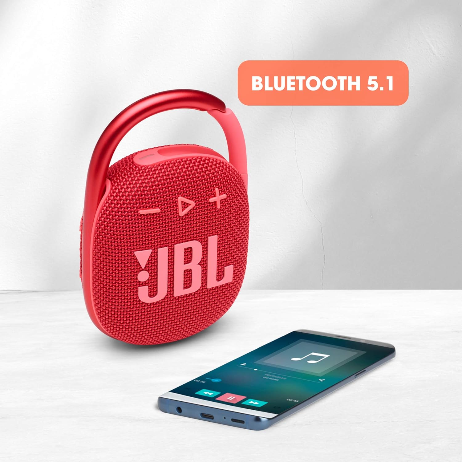 JBL Clip 4 Portable Bluetooth Speaker with Built-in Carabiner, Waterproof and Dustproof, 10-Hour Battery - Black