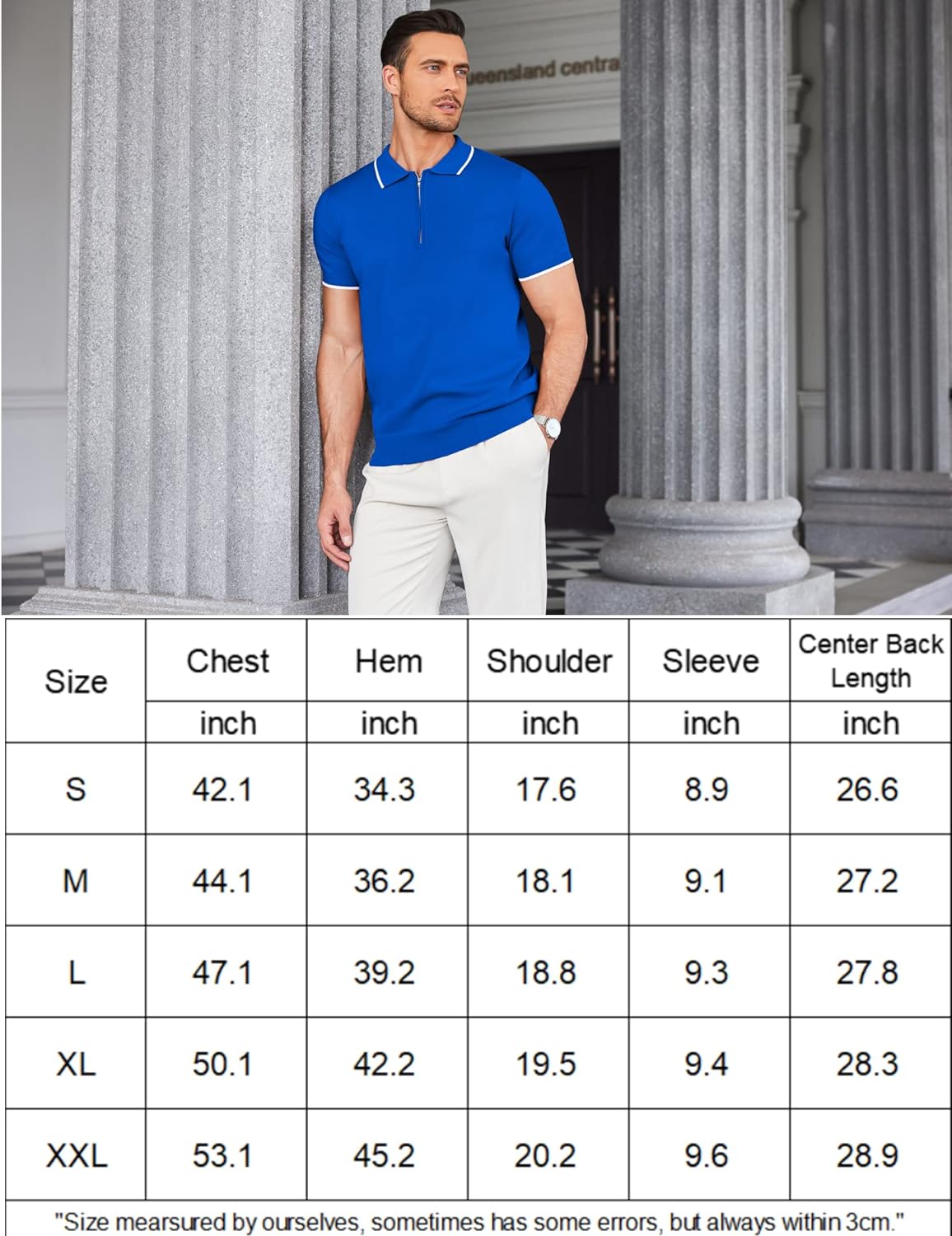 COOFANDY Men's Zipper Polo Shirt Casual Knit Short Sleeve Polo T Shirt Classic Fit Shirts