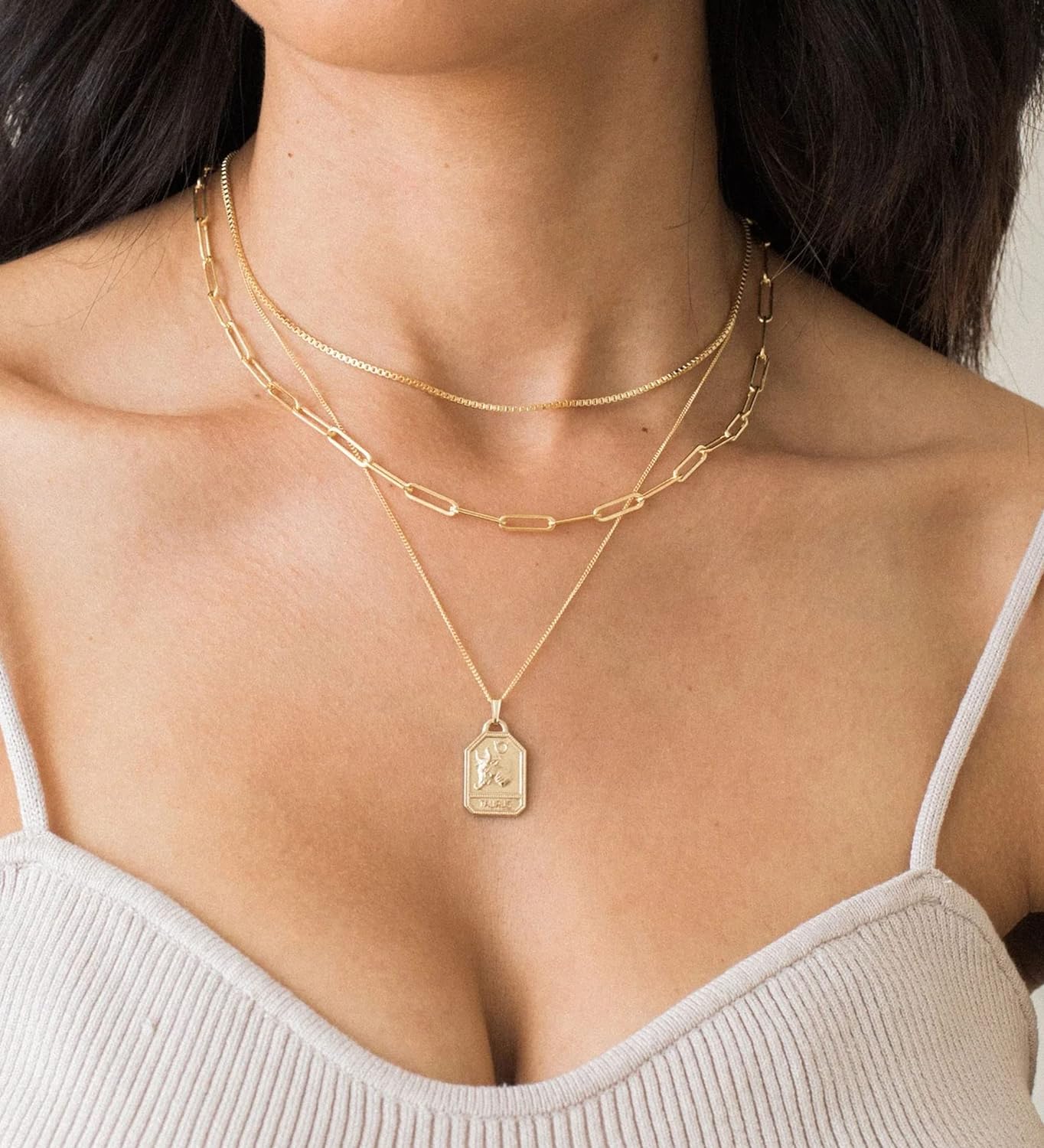 Vavily Minimalist Thin Gold Chain 18K Gold Thin Box Chain Necklace Short Small Gold Chain Choker Necklaces for Women