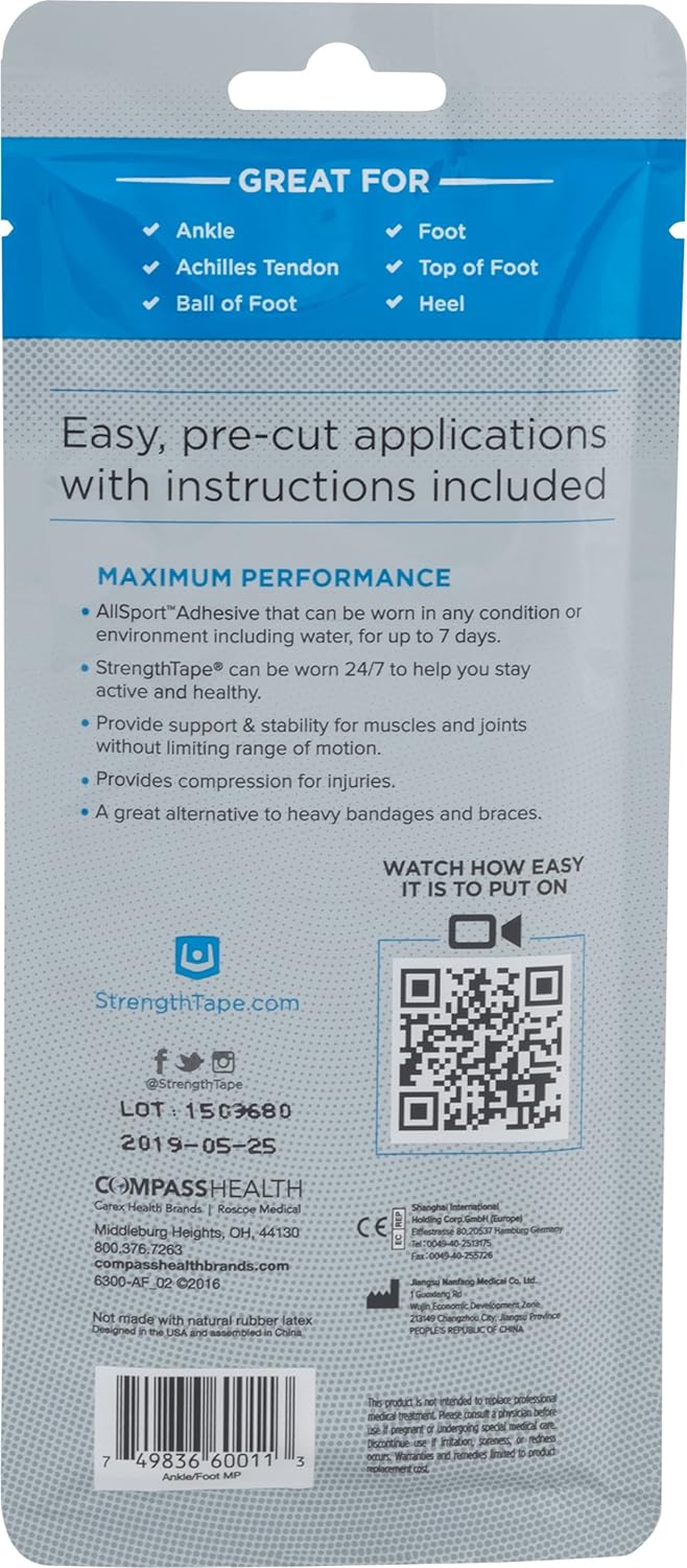 StrengthTape Kinesiology Tape, K Tape Taping Kits, Premium Sports Tape Provides Support and Stability to The Target Area, Multiple Kits Available