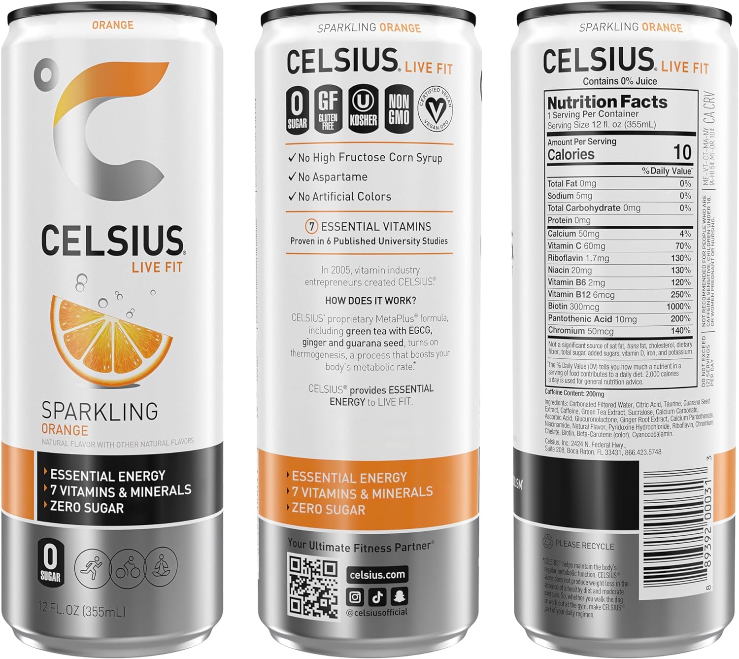 Celsius Fitness Drink, Peach Vibe - 355Ml (Pack Of 12)