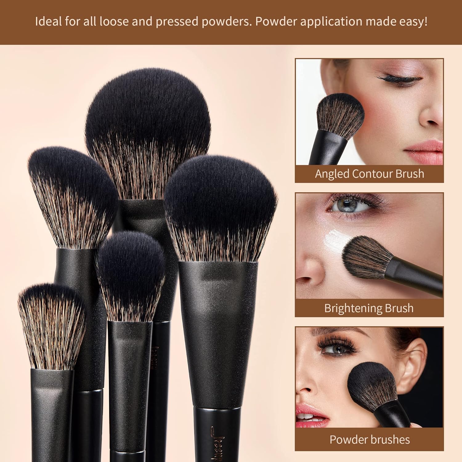 Jessup Eye Brushes Set Vegan Makeup Brushes with Eyeshadow Blending Eyeliner Spoolie Brush 8pcs Premium cruelty-free Burlywood Cosmetic Brush T328