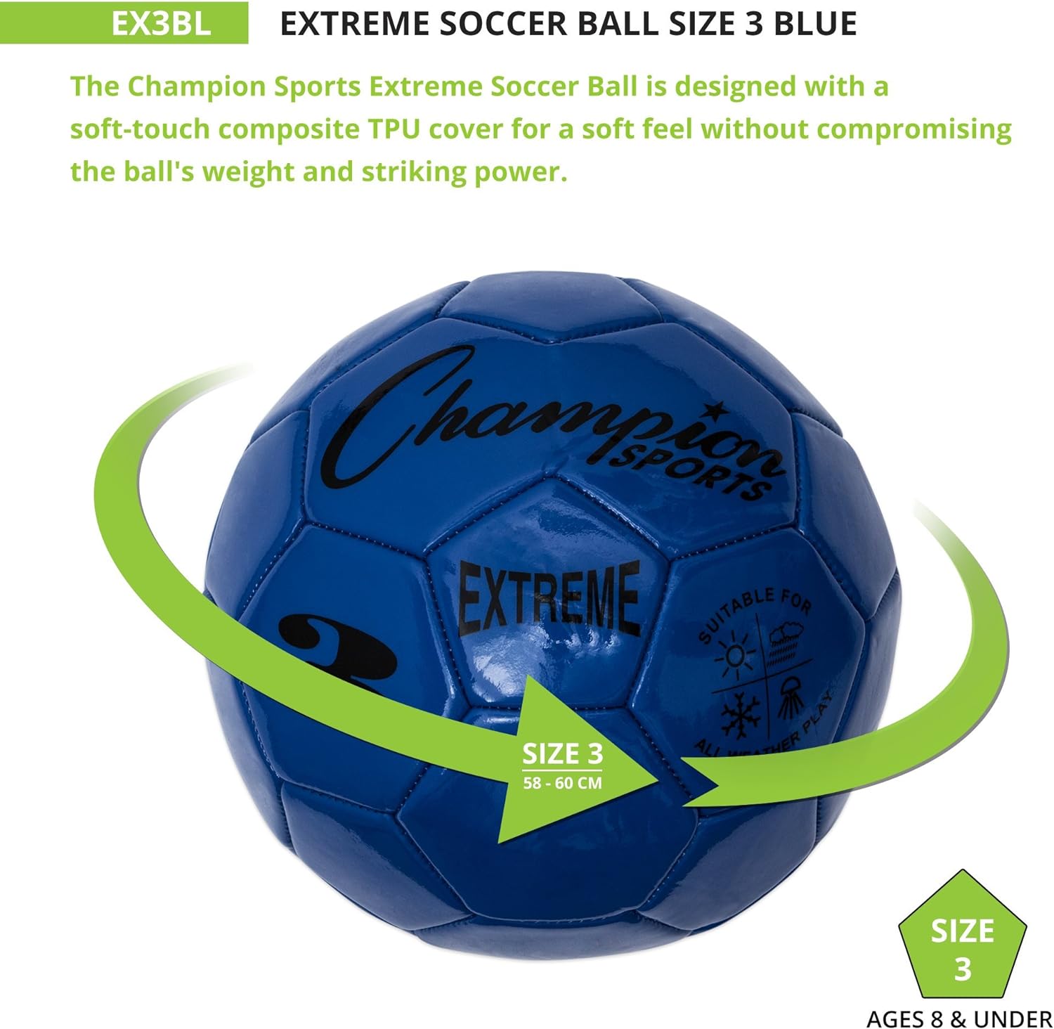 Champion Sports Extreme Series Composite Soccer Ball: Sizes 3, 4, 5 in Multiple Colors