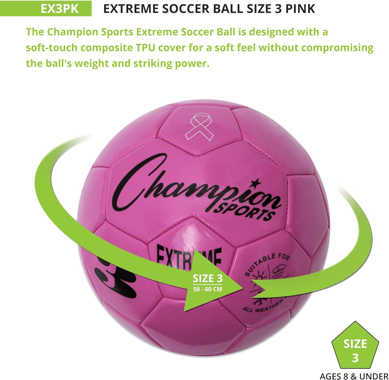 Champion Sports Extreme Series Composite Soccer Ball: Sizes 3, 4, 5 in Multiple Colors