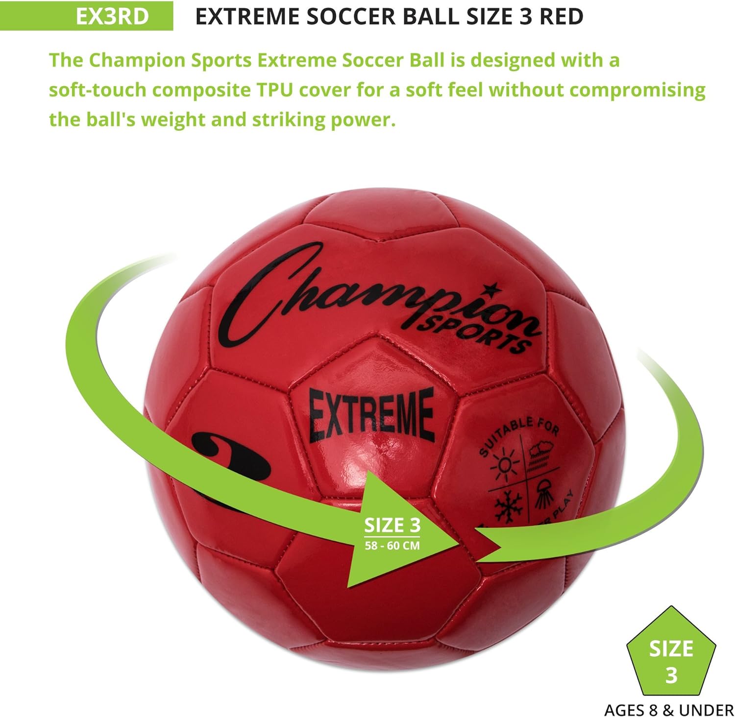 Champion Sports Extreme Series Composite Soccer Ball: Sizes 3, 4, 5 in Multiple Colors