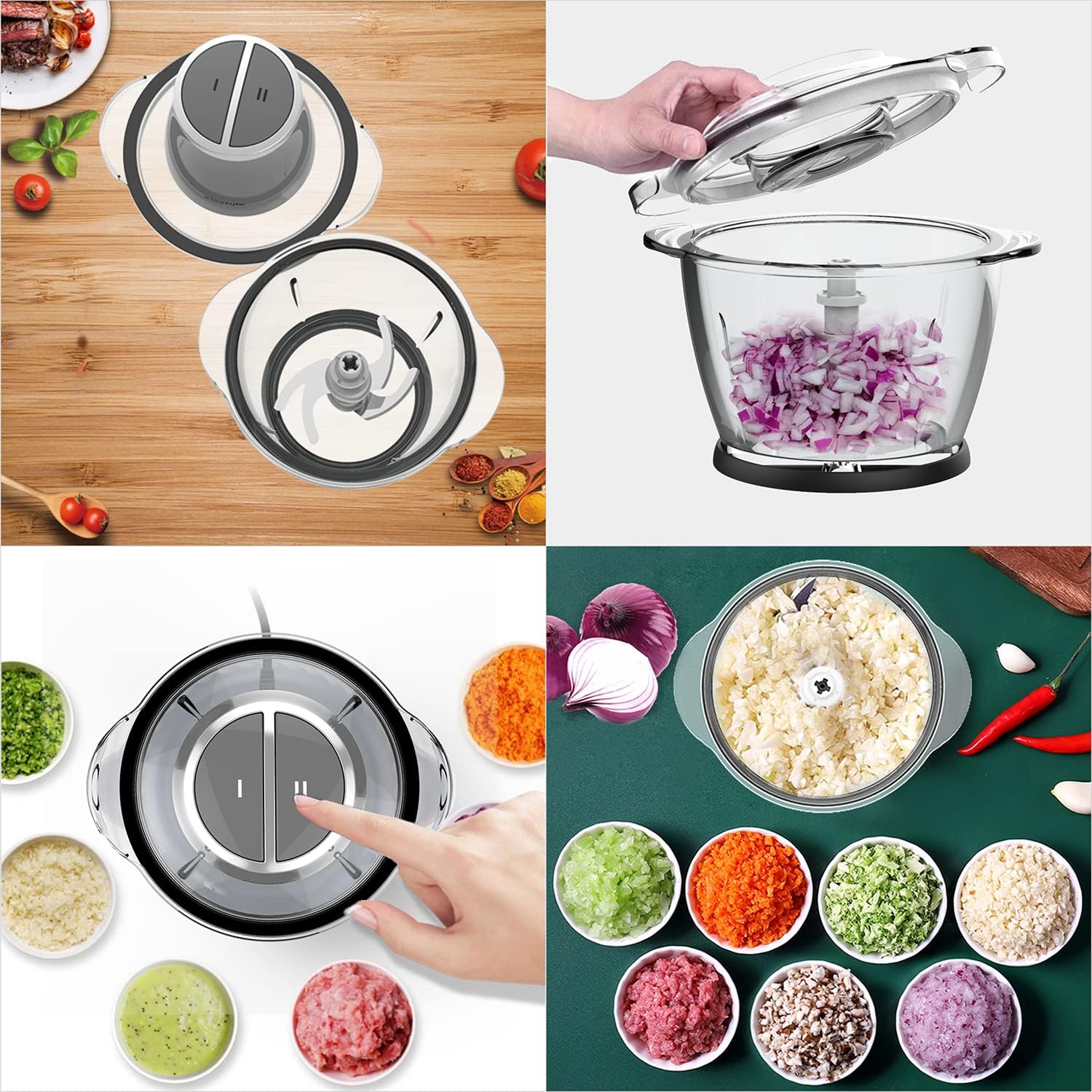 ELESTYLE Mini Chopper, Vegetable Chopper Electric, Meat Grinder, Multi-Function 2 Speed Food Chopper with Non-Slip Base, 0.5L Container, Food Processor Suitable for Meat, Vegetable, Fruit, 260W