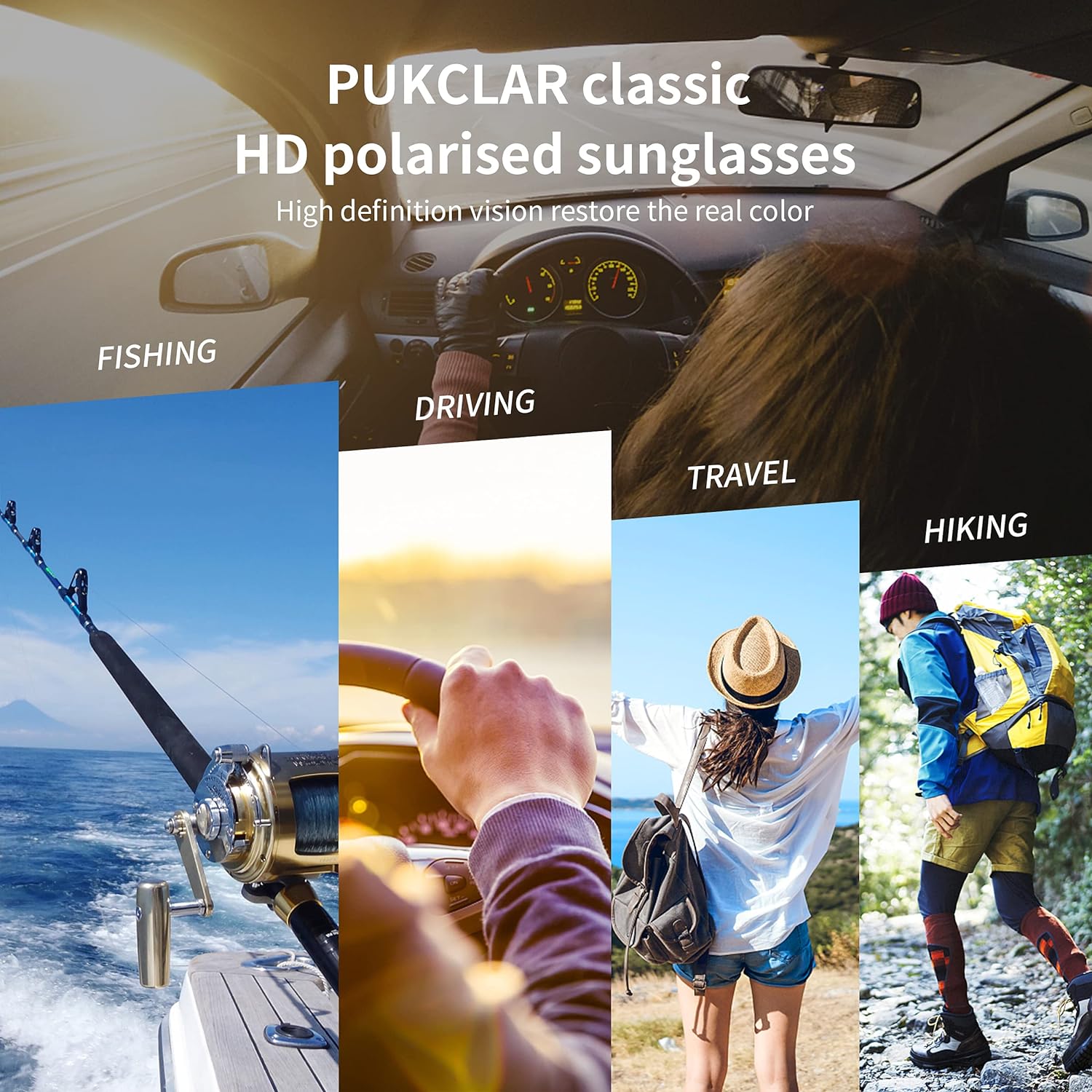 PUKCLAR Sunglasses for Men Polarized UV Protection Lightweight Driving Fishing Sports Aviator Mens Spring Hinges Sunglasses