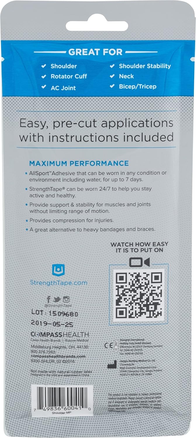 StrengthTape Kinesiology Tape, K Tape Taping Kits, Premium Sports Tape Provides Support and Stability to The Target Area, Multiple Kits Available