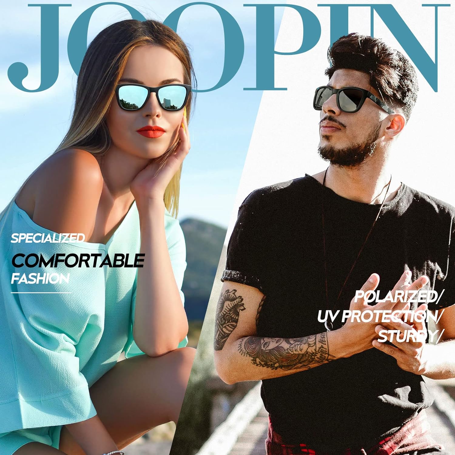 Joopin Polarized Sunglasses Men Women, Classic Square Sun Glasses 100% UV Protection Driving Fishing