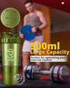 Protein Shaker Bottle (500ml) - Leak-Proof Blender Bottle with Powder and Pill Storage Compartment - BPA Free Shaker