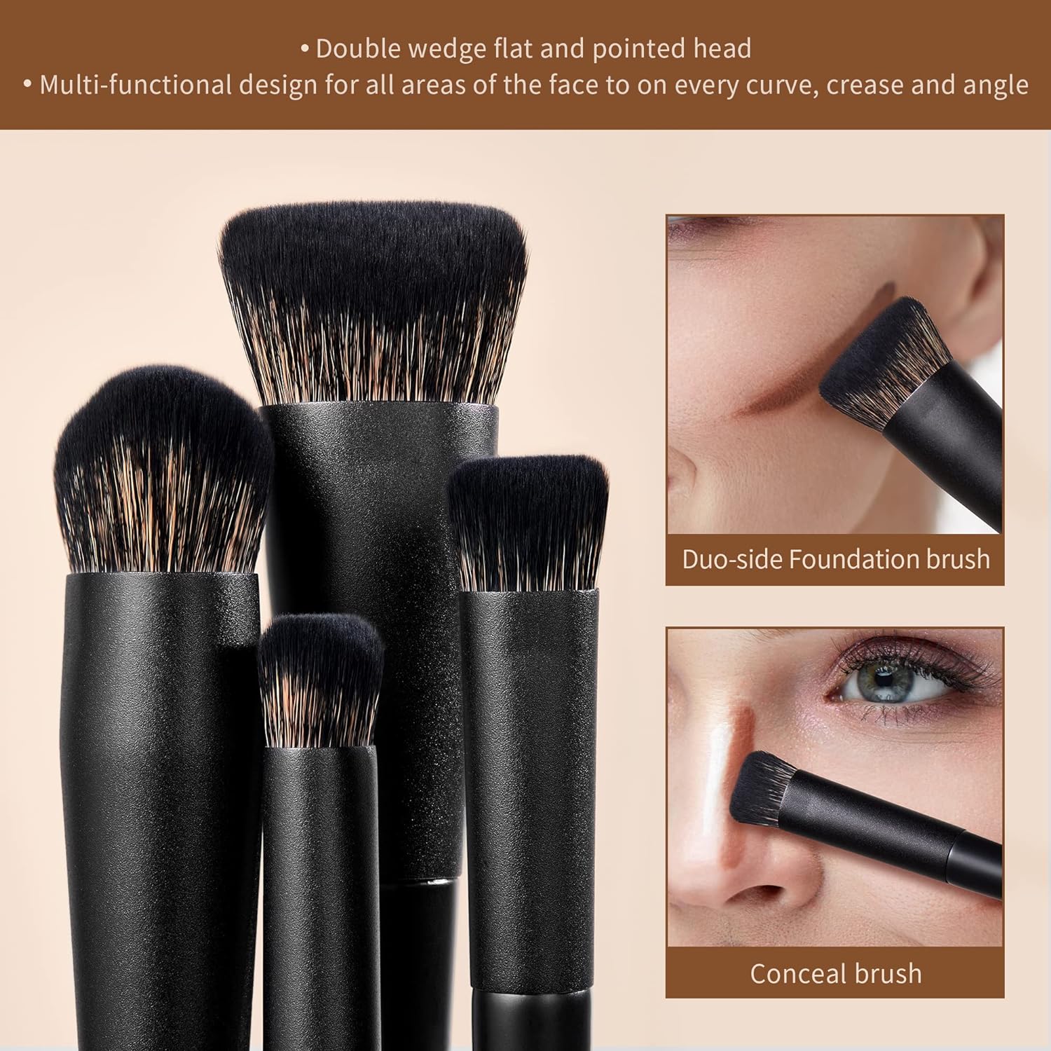 Jessup Eye Brushes Set Vegan Makeup Brushes with Eyeshadow Blending Eyeliner Spoolie Brush 8pcs Premium cruelty-free Burlywood Cosmetic Brush T328