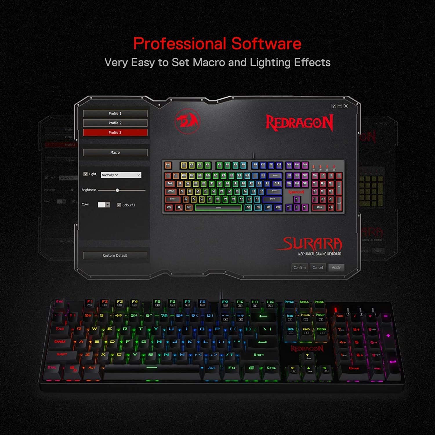 Redragon K617 Fizz 60% Wired RGB Gaming Keyboard, 61 Keys Compact Mechanical Keyboard w/White and Grey Color Keycaps, Linear Red Switch, Pro Driver/Software Supported