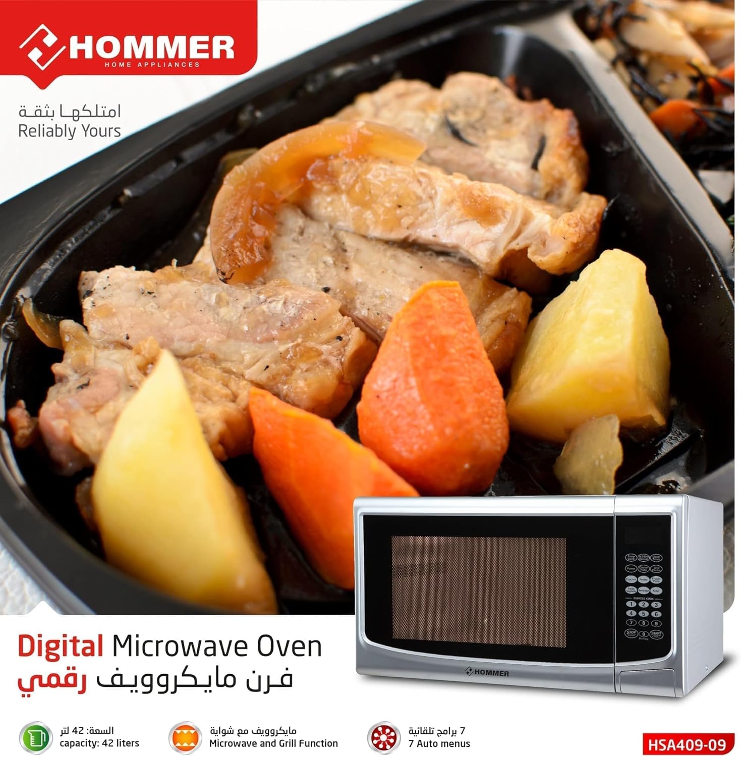 Hommer 20 Liter Mechanical Microwave Oven with Turntable| Model No HSA409-05 with 2 Years Warranty