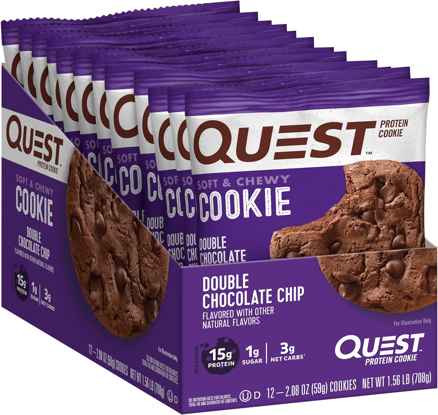 Quest Nutrition, Protein Cookie, Chocolate Chip, 12 Pack, 2.08 oz (59 g) Each