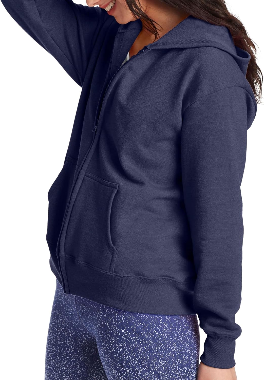 Hanes Women's Full-Zip Hooded Sweatshirt, EcoSmart Women's Sweatshirt, Women's Comfortable Hoodie