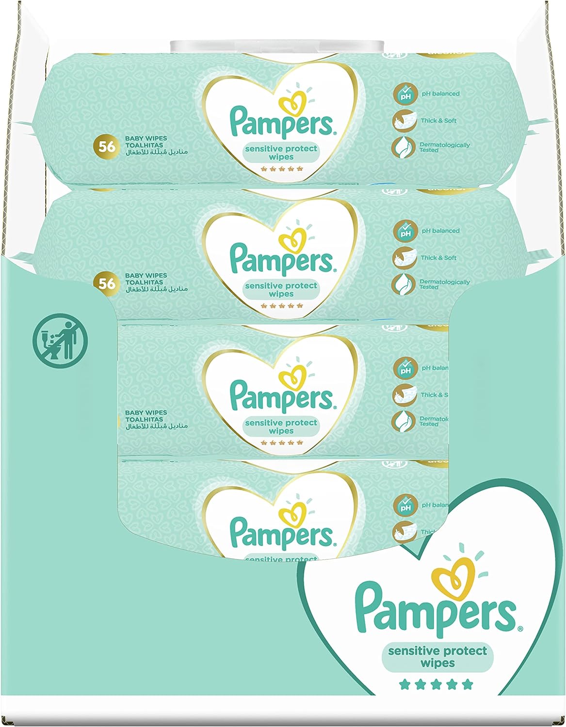 Pampers Sensitive Protect, 4X56, 224 Baby Wet Wipes