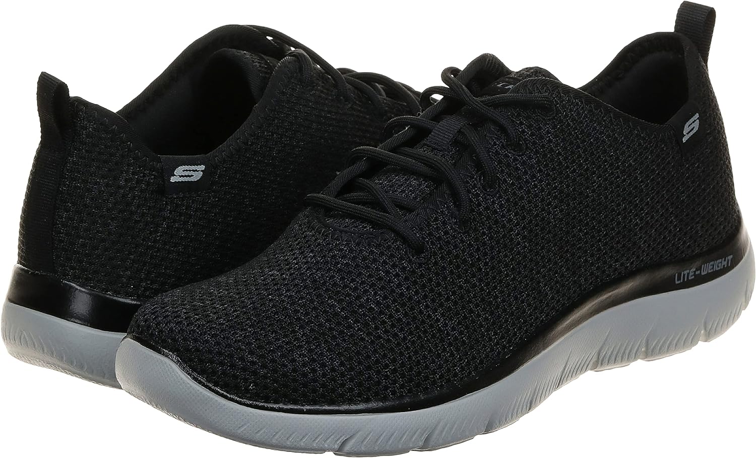 Skechers Men's 232394 Bkgy Trainers, Black Knit Trim