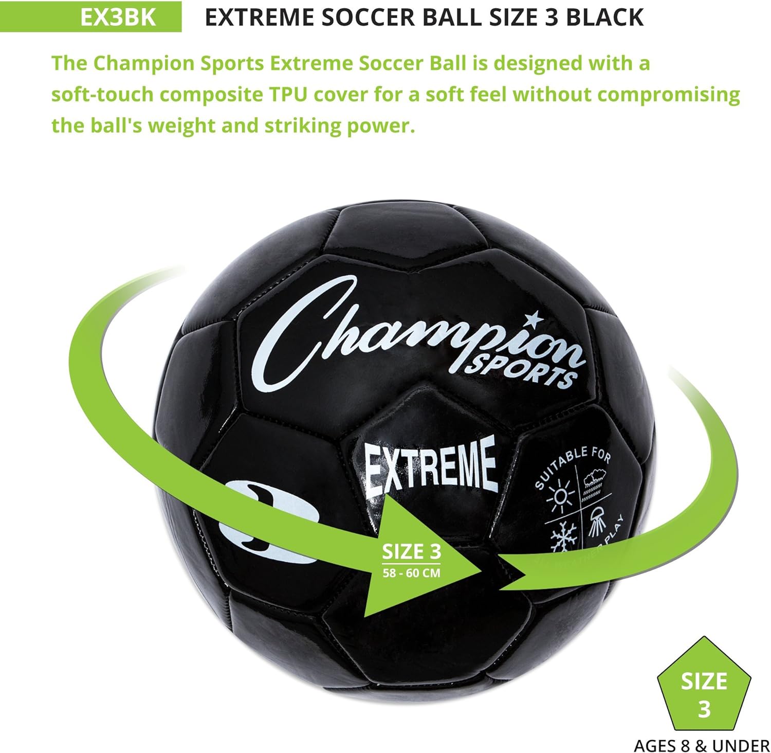 Champion Sports Extreme Series Composite Soccer Ball: Sizes 3, 4, 5 in Multiple Colors