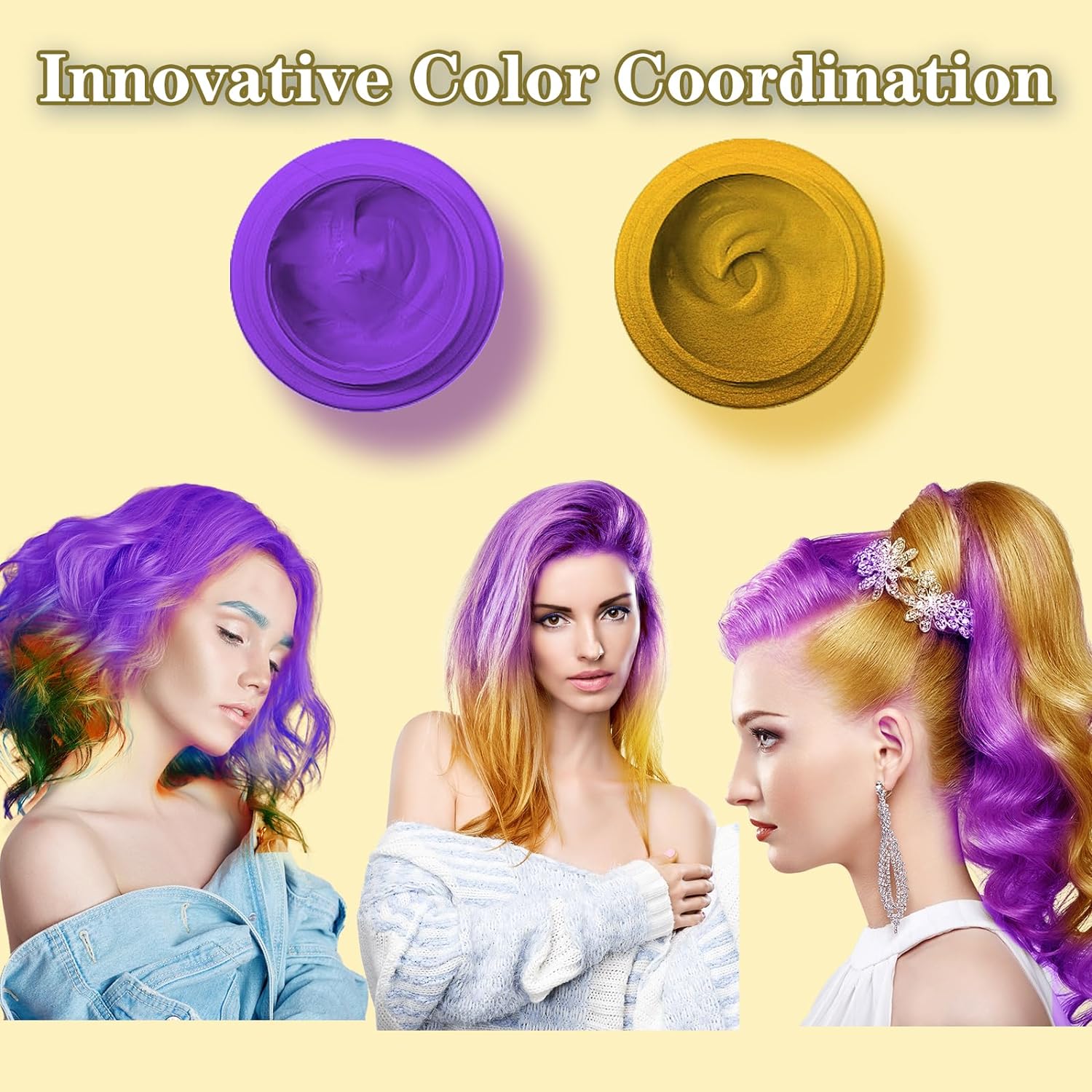 HaiolorPro Hair Color Wax Temporary Washable, Temporary Hair Color Dye for Men Wowen Kids, Hair Makeup Paint Wax for Parties or Cosplay, Hair Coloring Products No Messy (White)