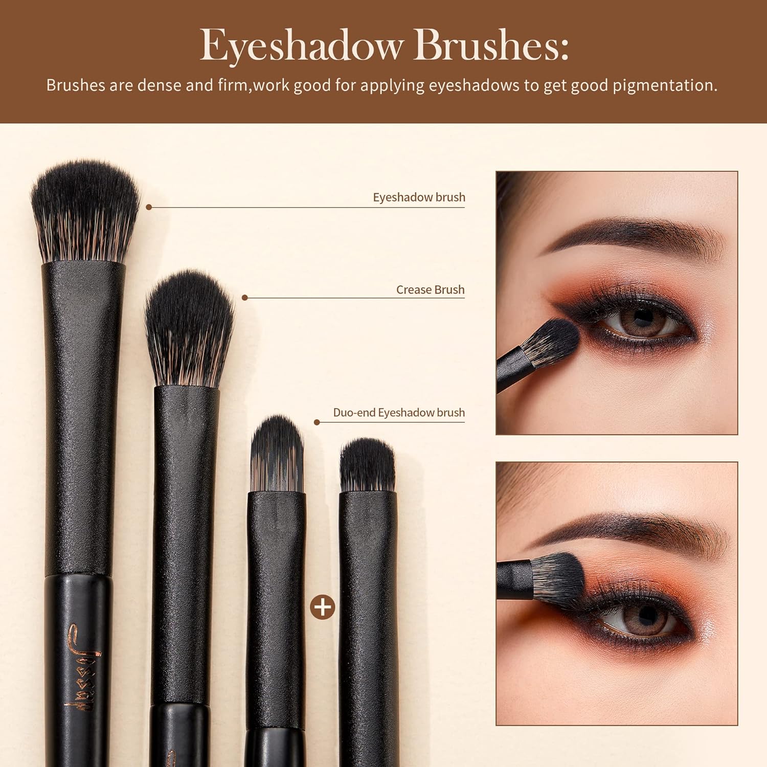 Jessup Eye Brushes Set Vegan Makeup Brushes with Eyeshadow Blending Eyeliner Spoolie Brush 8pcs Premium cruelty-free Burlywood Cosmetic Brush T328