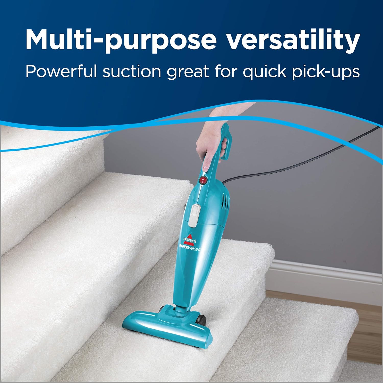 Bissell Featherweight 2-in-1 Upright Vacuum Cleaner 0.5 Litre 450 W, 2024e, Titanium/Bossanova Blue, 2 Year Brand Warranty