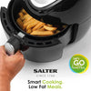 Salter EK2817 2L Compact Air Fryer - Hot Air Circulation, Removable Non-Stick Cooking Rack, Adjustable Temperature Up To 200°C, 30 Minute Timer, 1000W, Small Household Air Fry Oven, Black/Silver